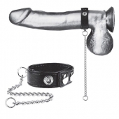 Утяжка на пенис с поводком Snap Cock Ring With 12  Leash - BlueLine - купить с доставкой в Комсомольске-на-Амуре