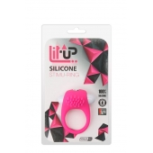 Розовое эрекционное кольцо с щеточкой LIT-UP SILICONE STIMU RING 5 - Dream Toys - в Комсомольске-на-Амуре купить с доставкой