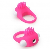 Розовое эрекционное кольцо с щеточкой LIT-UP SILICONE STIMU RING 5 - Dream Toys - в Комсомольске-на-Амуре купить с доставкой
