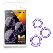 Набор из 3 фиолетовых эрекционных колец Stay Hard Beaded Cockrings - Blush Novelties - в Комсомольске-на-Амуре купить с доставкой