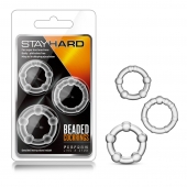 Набор из 3 прозрачных эрекционных колец Stay Hard Beaded Cockrings - Blush Novelties - в Комсомольске-на-Амуре купить с доставкой