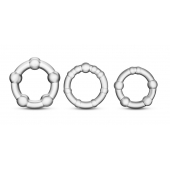 Набор из 3 прозрачных эрекционных колец Stay Hard Beaded Cockrings - Blush Novelties - в Комсомольске-на-Амуре купить с доставкой
