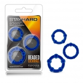 Набор из 3 синих эрекционных колец Stay Hard Beaded Cockrings - Blush Novelties - в Комсомольске-на-Амуре купить с доставкой