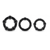 Набор из 3 чёрных эрекционных колец Stay Hard Beaded Cockrings - Blush Novelties - в Комсомольске-на-Амуре купить с доставкой