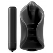 Чёрный мастурбатор Vibrating Silicone Stimulator с вибрацией - Pipedream - в Комсомольске-на-Амуре купить с доставкой