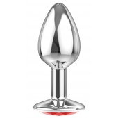 Малая серебристая анальная пробка Diamond Red Sparkle Small с красным кристаллом - 7 см. - Lola Games - купить с доставкой в Комсомольске-на-Амуре