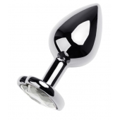 Серебристая анальная пробка с прозрачным кристаллом-сердцем - 8 см. - ToyFa - купить с доставкой в Комсомольске-на-Амуре