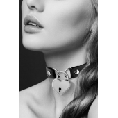 Черный чокер с замком в форме сердца - Bijoux Pour Toi - купить с доставкой в Комсомольске-на-Амуре