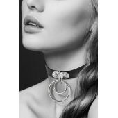 Черный чокер с двумя кольцами - Bijoux Pour Toi - купить с доставкой в Комсомольске-на-Амуре