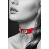 Красный узенький чокер с кольцом - Bijoux Pour Toi - купить с доставкой в Комсомольске-на-Амуре