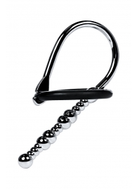 Серебристый уретральный плаг-бусины TOYFA Metal с мягким фиксириющим кольцом - ToyFa - купить с доставкой в Комсомольске-на-Амуре