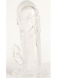 Прозрачная гелевая насадка с клиторальным отростком - 13 см. - Toyfa Basic - в Комсомольске-на-Амуре купить с доставкой