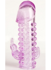 Закрытая фиолетовая насадка с 2 отростками - 13 см. - Toyfa Basic - в Комсомольске-на-Амуре купить с доставкой