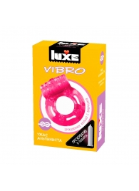 Розовое эрекционное виброкольцо Luxe VIBRO  Ужас Альпиниста  + презерватив - Luxe - в Комсомольске-на-Амуре купить с доставкой