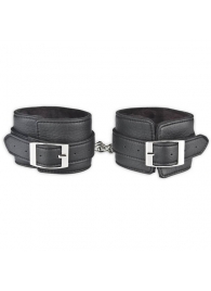 Черные фиксаторы для ног на цепи с мехом внутри - Lux Fetish - купить с доставкой в Комсомольске-на-Амуре