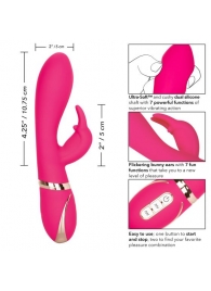 Розовый силиконовый вибратор с клиторальным отростком Signature Silicone Ultra-Soft Rabbit - 22,75 см. - California Exotic Novelties