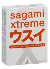 Ультратонкие презервативы Sagami Xtreme SUPERTHIN - 3 шт. - Sagami - купить с доставкой в Комсомольске-на-Амуре