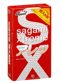 Утолщенные презервативы Sagami Xtreme Feel Long с точками - 10 шт. - Sagami - купить с доставкой в Комсомольске-на-Амуре