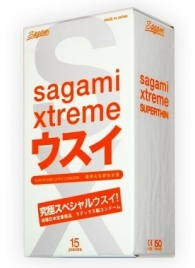 Ультратонкие презервативы Sagami Xtreme SUPERTHIN - 15 шт. - Sagami - купить с доставкой в Комсомольске-на-Амуре