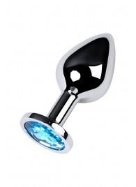 Серебристая конусовидная анальная пробка с голубым кристаллом - 8 см. - ToyFa - купить с доставкой в Комсомольске-на-Амуре