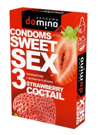 Презервативы для орального секса DOMINO Sweet Sex с ароматом клубничного коктейля  - 3 шт. - Domino - купить с доставкой в Комсомольске-на-Амуре