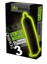 Презервативы DOMINO Neon Green со светящимся в темноте кончиком - 3 шт. - Domino - купить с доставкой в Комсомольске-на-Амуре