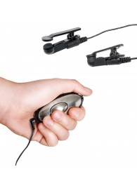 Черные электрические зажимы для сосков Shock Therapy Nipple Clamps - Pipedream - купить с доставкой в Комсомольске-на-Амуре