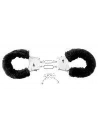 Меховые чёрные наручники Beginner s Furry Cuffs - Pipedream - купить с доставкой в Комсомольске-на-Амуре