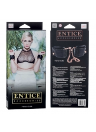 Черные мягкие наручники Entice French Cuffs с цепью - California Exotic Novelties - купить с доставкой в Комсомольске-на-Амуре