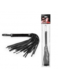 Черная гладкая плеть-флоггер с ручкой - 40 см. - Notabu - купить с доставкой в Комсомольске-на-Амуре