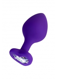 Фиолетовая анальная втулка Diamond Heart с прозрачным кристаллом - 8 см. - ToyFa - купить с доставкой в Комсомольске-на-Амуре Фиолетовая анальная втулка Diamond Heart с прозрачным кристаллом - 8 см. - ToyFa - купить с доставкой в Комсомольске-на-Амуре