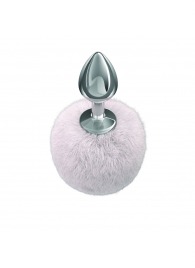 Серебристая анальная пробка с белым пушистым хвостиком Twinkle - Lola Games - купить с доставкой в Комсомольске-на-Амуре