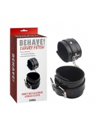 Черные оковы на ноги Obey Me Leather Ankle Cuffs - Chisa - купить с доставкой в Комсомольске-на-Амуре