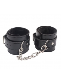 Черные оковы на ноги Obey Me Leather Ankle Cuffs - Chisa - купить с доставкой в Комсомольске-на-Амуре