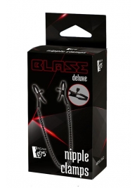 Черные зажимы на соски на цепочке BLAZE DELUXE NIPPLE CLAMPS - Dream Toys - купить с доставкой в Комсомольске-на-Амуре