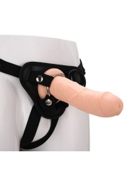 Черные трусики с телесной насадкой STRAP ON REAL DILDO - 21 см. - Dream Toys - купить с доставкой в Комсомольске-на-Амуре