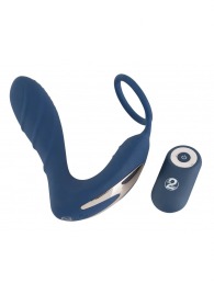 Синий вибростимулятор простаты с кольцом - 14,5 см. - Orion - в Комсомольске-на-Амуре купить с доставкой