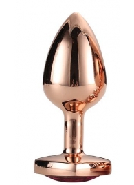 Золотистая анальная втулка с кристаллом-сердечком розового цвета - 7,1 см. - Dream Toys - купить с доставкой в Комсомольске-на-Амуре