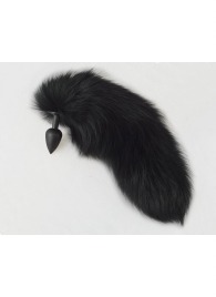 Черная анальная пробка с хвостом из черного песца - Sitabella
