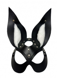 Черная маска зайки с белым мехом на ушках Miss Bunny - БДСМ Арсенал - купить с доставкой в Комсомольске-на-Амуре