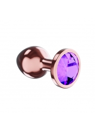 Пробка цвета розового золота с фиолетовым кристаллом Diamond Amethyst Shine S - 7,2 см. - Lola Games - купить с доставкой в Комсомольске-на-Амуре