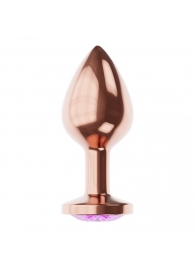 Пробка цвета розового золота с фиолетовым кристаллом Diamond Amethyst Shine S - 7,2 см. - Lola Games - купить с доставкой в Комсомольске-на-Амуре