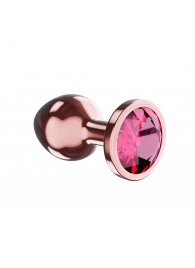 Пробка цвета розового золота с малиновым кристаллом Diamond Ruby Shine S - 7,2 см. - Lola Games - купить с доставкой в Комсомольске-на-Амуре