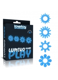 Набор из 4 голубых, светящихся в темноте эрекционных колец Lumino Play - Lovetoy - в Комсомольске-на-Амуре купить с доставкой