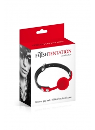 Красный кляп-шарик на черных ремешках - Fetish Tentation - купить с доставкой в Комсомольске-на-Амуре