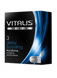 Презервативы VITALIS PREMIUM delay   cooling с охлаждающим эффектом - 3 шт. - Vitalis - купить с доставкой в Комсомольске-на-Амуре