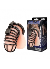 Черная металлическая клетка с замком Deluxe Chastity Cage - BlueLine - купить с доставкой в Комсомольске-на-Амуре