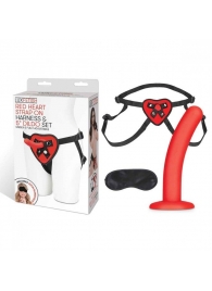 Красный поясной фаллоимитатор Red Heart Strap on Harness   5in Dildo Set - 12,25 см. - Lux Fetish - купить с доставкой в Комсомольске-на-Амуре