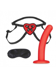 Красный поясной фаллоимитатор Red Heart Strap on Harness   5in Dildo Set - 12,25 см. - Lux Fetish - купить с доставкой в Комсомольске-на-Амуре