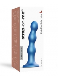 Голубая насадка Strap-On-Me Dildo Plug Balls size L - Strap-on-me - купить с доставкой в Комсомольске-на-Амуре